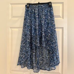 ONE CLOTHING Blue Patterned High Low Skirt